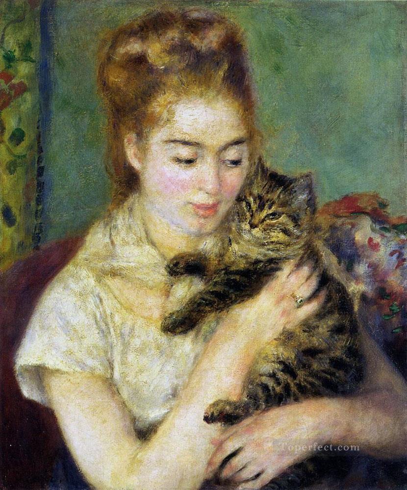 woman with a cat Pierre Auguste Renoir Oil Paintings